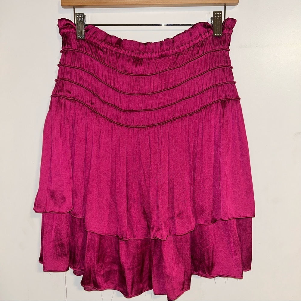 Current Air Pink Bubble Mini Skirt Ruched Tiered